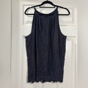 LOFT Lace Halter Top - Dark Blue